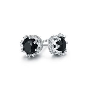 Peermont Onyx & Silvertone Crown Stud Earrings NWOT